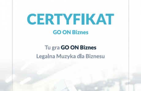 GO ON Biznes, certyfikat, legalna muzyka