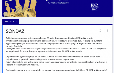 Konferencja PIBR - Gala Jubileuszu 25-lecia - sondaż online